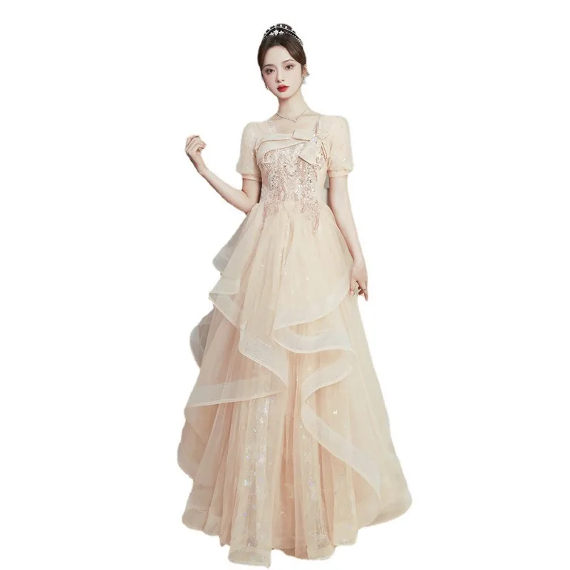 Banquet Evening Dress 2025 Spring/Summer New Art Exam Vocal Starry Sky Dress for Children's 18th Birthday Adult Dress