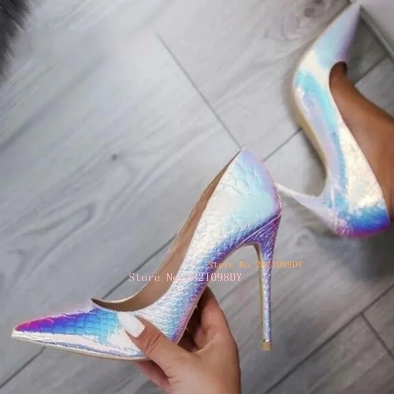 Stunning Heels Patchwork Stiletto High Heel Pumps Shoes for Women Pointy Toe Stiletto Heeled Slip On Formal Dress Shoes