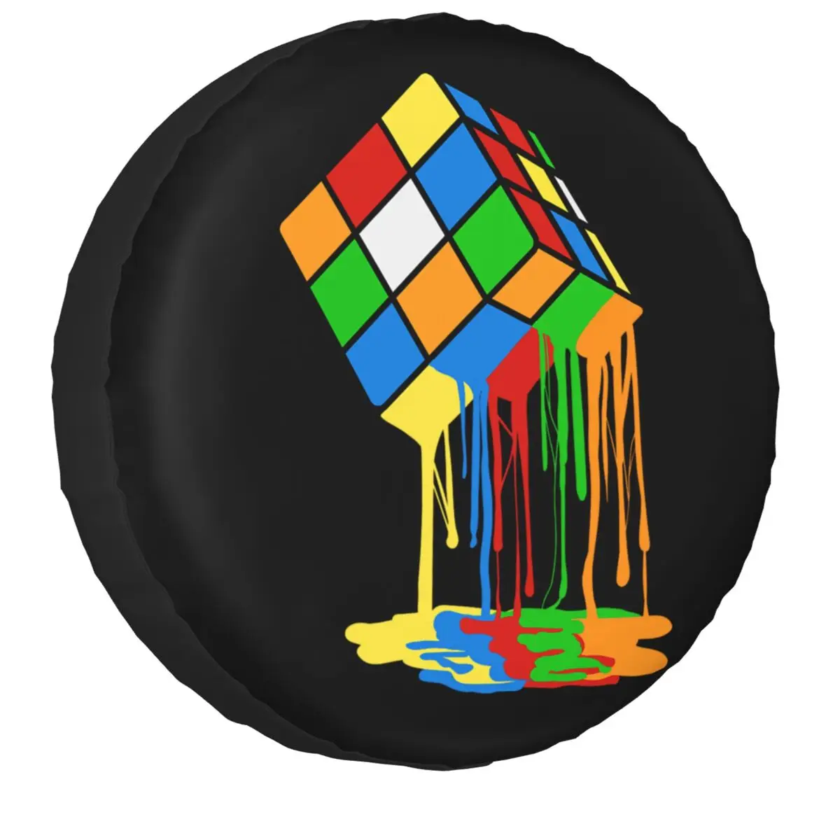 Melted Cube Rubiks Spare Tire Cover for Jeep Mitsubishi Pajero Custom Geometric Math Magic Car Wheel Covers 14