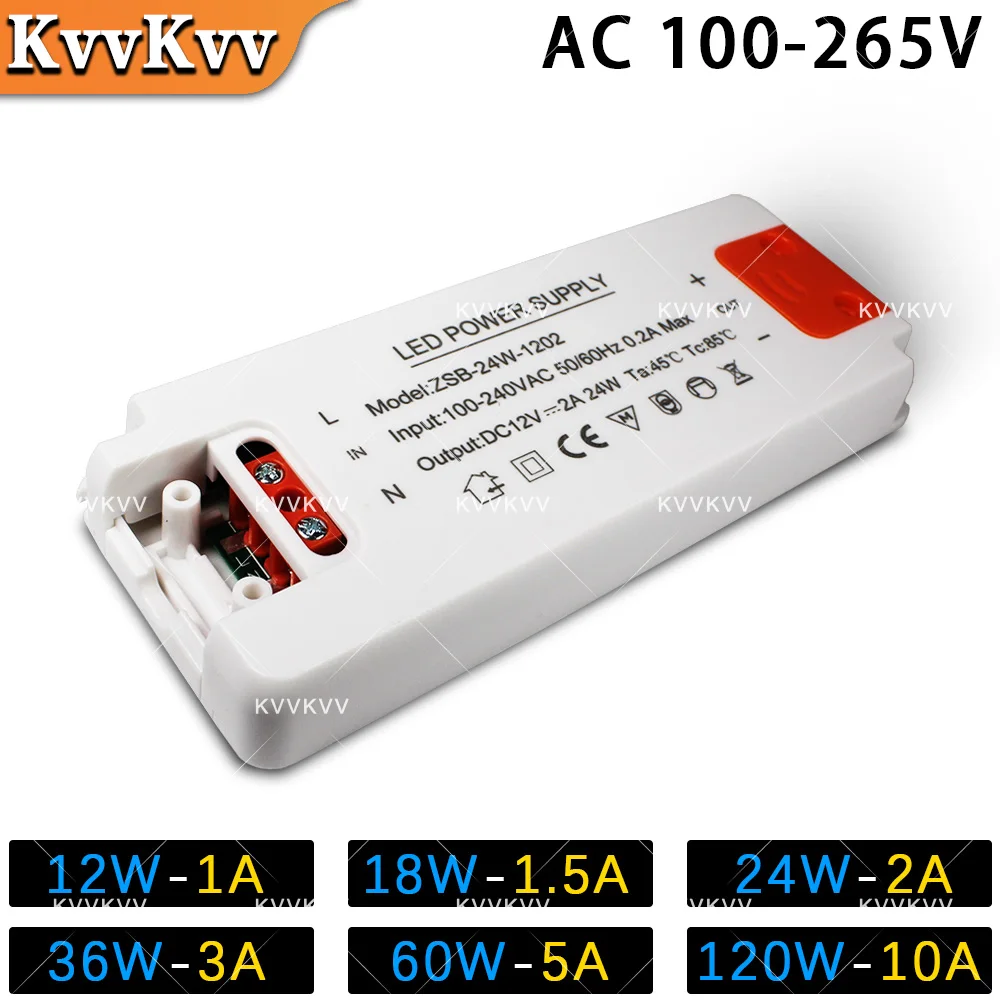 

LED Driver 12W 18W 24W LED Transformer 36W 60W 120W Input 100V-265V output 1.0A 1.5A 2A 3.0A 5A 10A For DIY Light Source Repair
