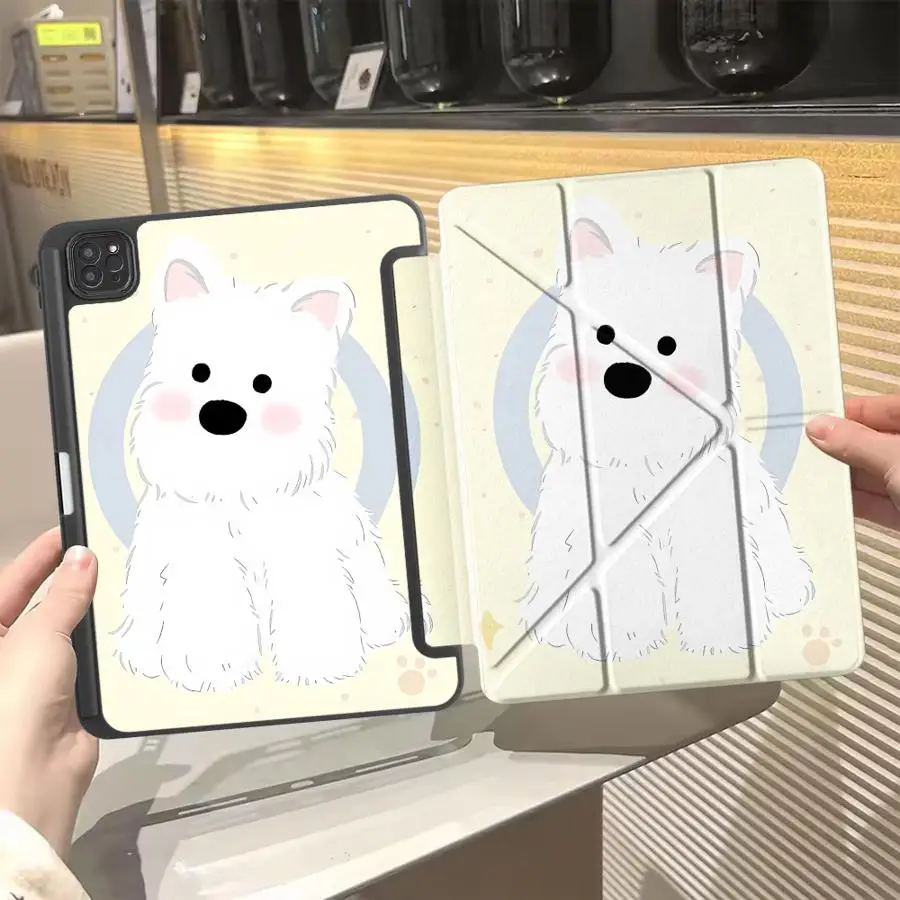 

Чехол для планшета iPad Pro 11-го, 10-го, 9-го, 8-го, 7-го поколений, 12.9 дюймов, Air 4, 5, M3, M2, 1, 2, M4, 11 дюймов, Pro 2025, Mini 6, 7, с держателем, милый дизайн с собачкой