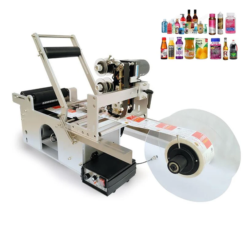 

Round Bottle Labeling Machine For Beer Can Date Code Printer Semi Automatic Label Packing Machine