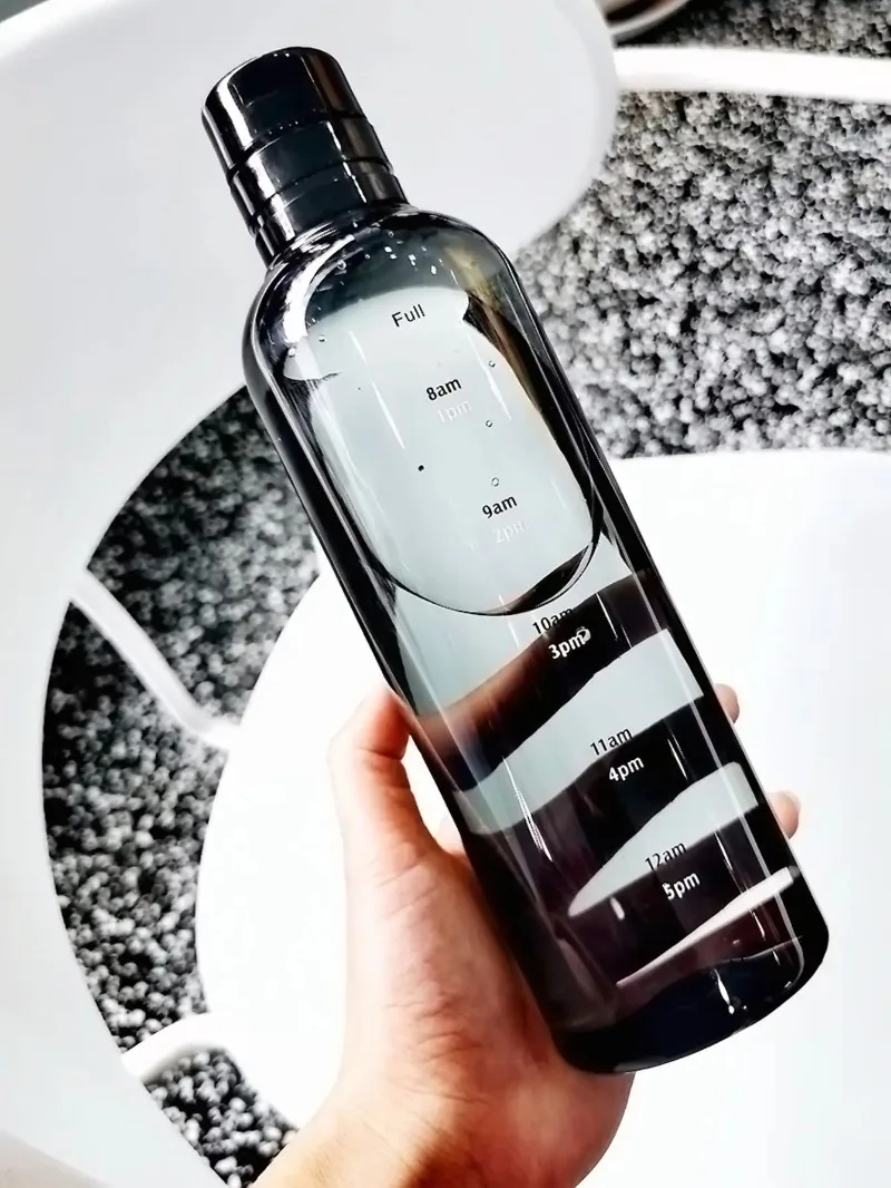 

500ml/16.9oz Transparent Plastic Sport Water Bottle Time Marker Leakproof Juice Milk Cup Portable Kid School Gym Sport Cup