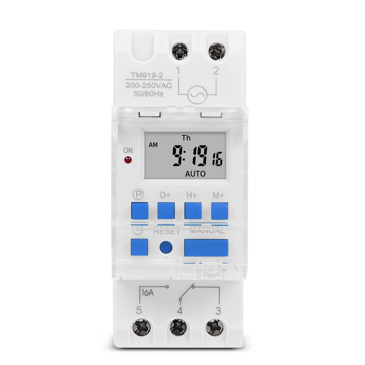 SINOTIMER TM919A-2 Programmable Digital Time Switch Relay Timer Control AC 220V 16A Din Rail Mount