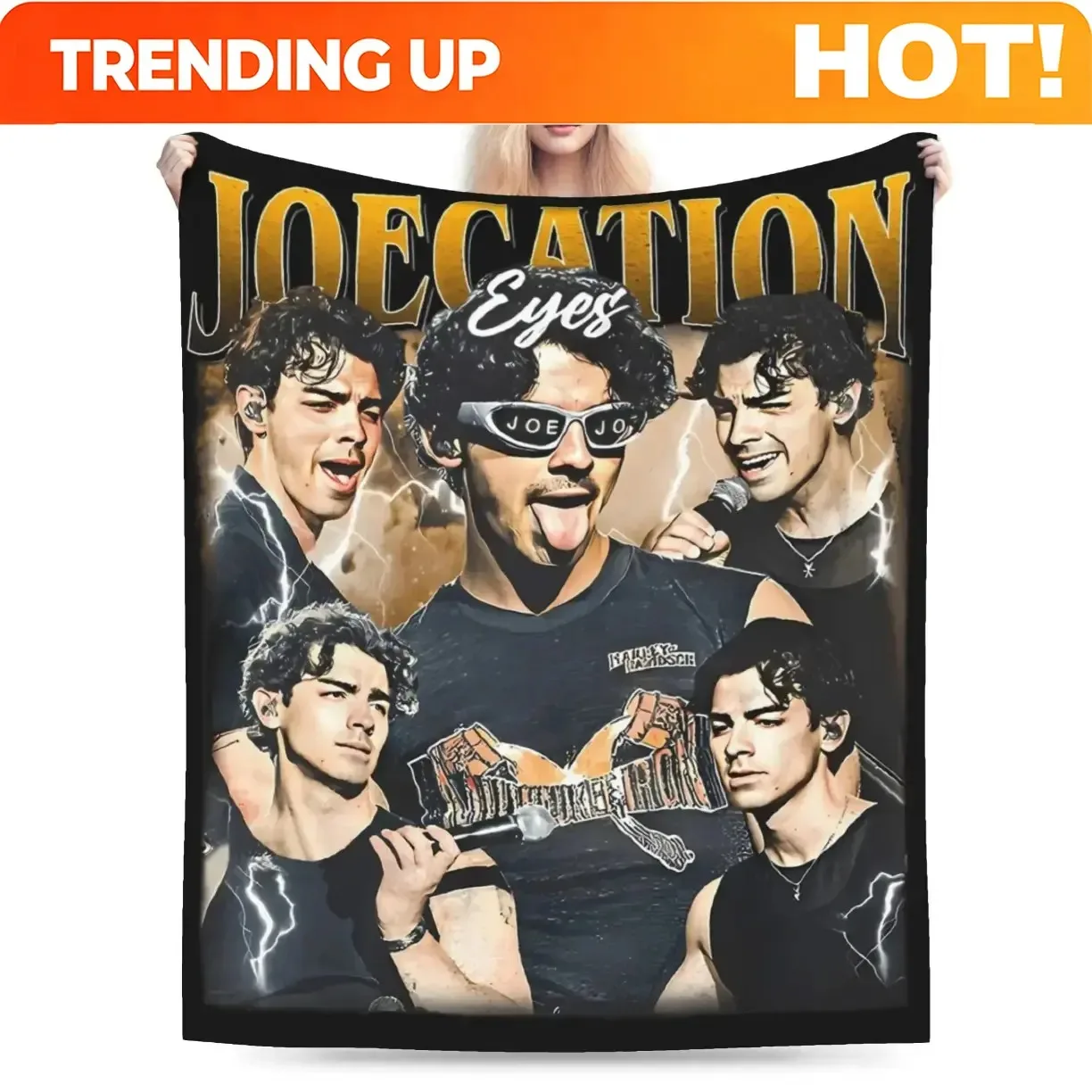 Customize Joe Jonas Joecation Eyes Brothers Blanket Fleece Decoration  Multi-function Super Soft Throw Blanket for Home Outdoor