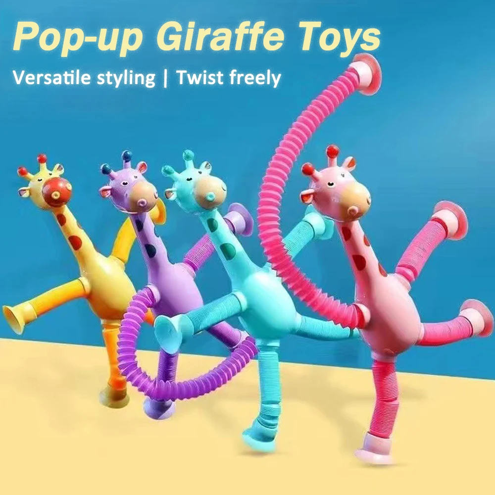 Children Telescopic Suction Cup Giraffe Toyschildren Suction Cup Giraffe Creative Toys for Anti-Stress Decompression Toys Gifts