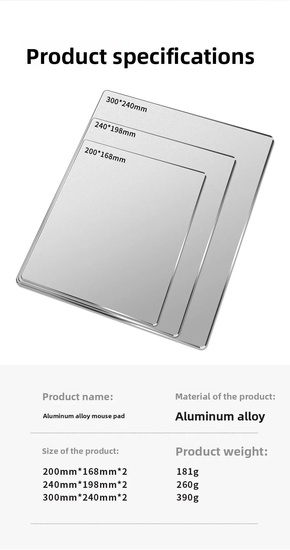 

Aluminium Alloy Waterproof Notebook Mouse Mouse Pad Non-Slip Light with Gaming Premium and Durable Pad Computer Accessories