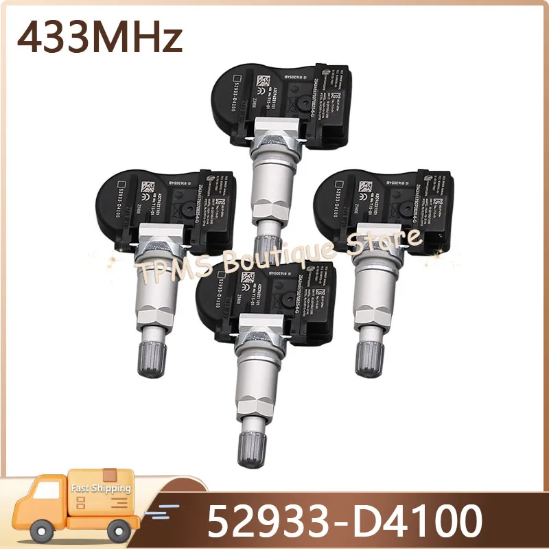 

4PCS 433MHz 52933-D4100 52933-F2000 Car Tire Sensors System TPMS Sensor For Hyundai Genesis Santa Fe Kia Soul Genesis G90 G80