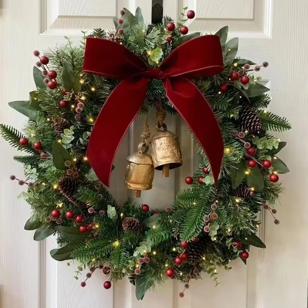 Large-size Christmas Wreath 50-80CM Pe Mix Material IP44 Waterproof Eco-Friendly Door Hanging Window Indoor Outdoor Creative