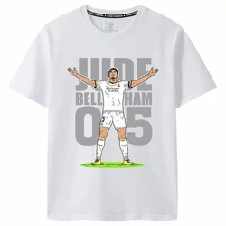 Bellingham for Real Madrid Fans Celebration Action Printed Logo Men Short Sleeve T-Shirt Commemorative Summer Round Neck England