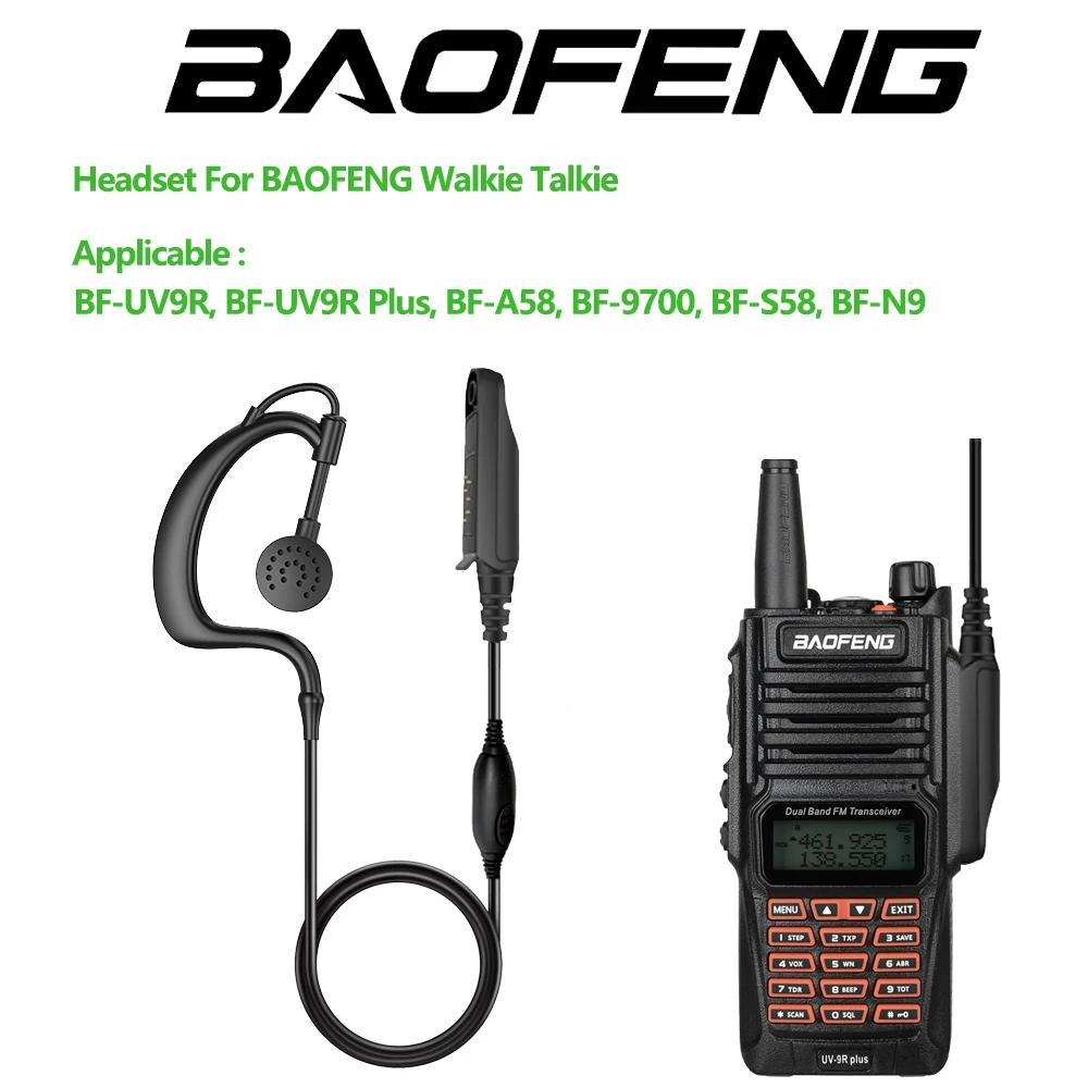 Baofeng Waterproof Walkie Talkie Two Way Radio UV-9R Eear Hook PTT Mic Headset for UV9R Pro UV-82WP UV-9R PLUS BF-9700 UV-XR