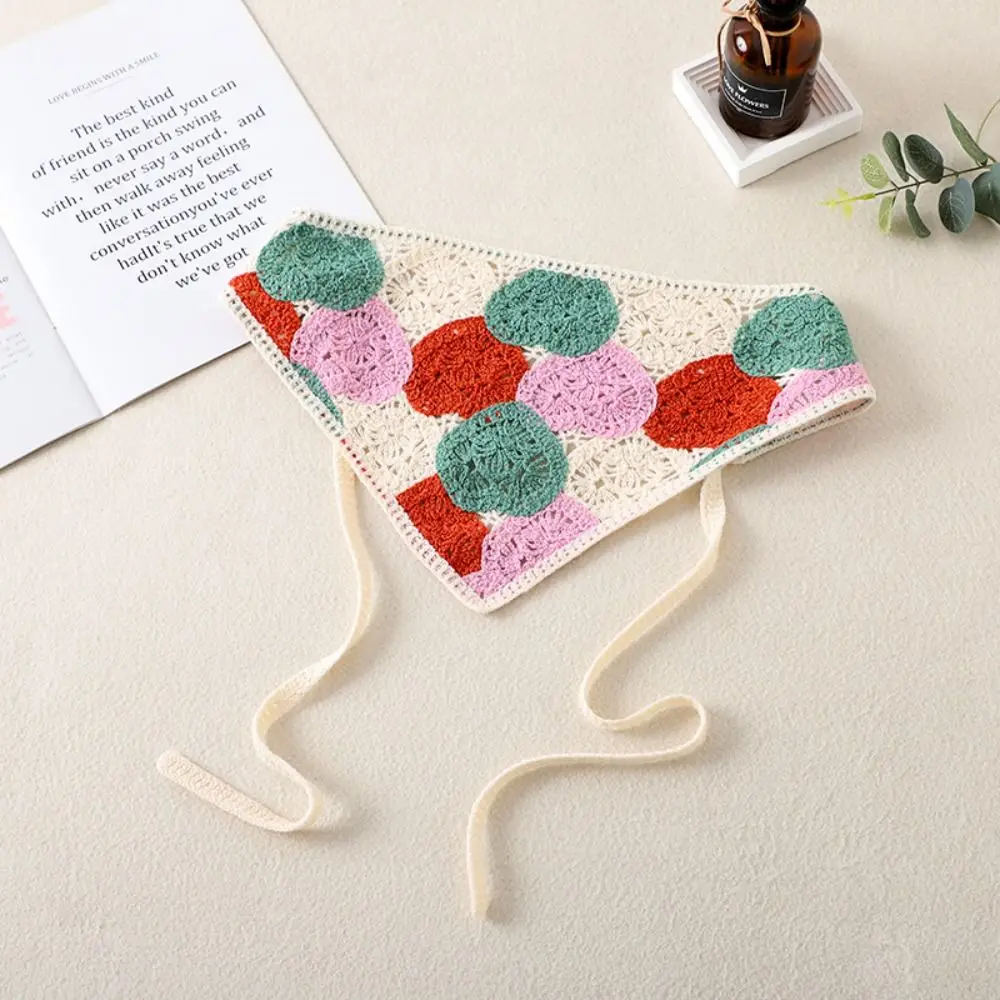 Gift French Pastoral Style Crochet Headscarf Handmade Hollow Knitted Triangle Scarf Hairband