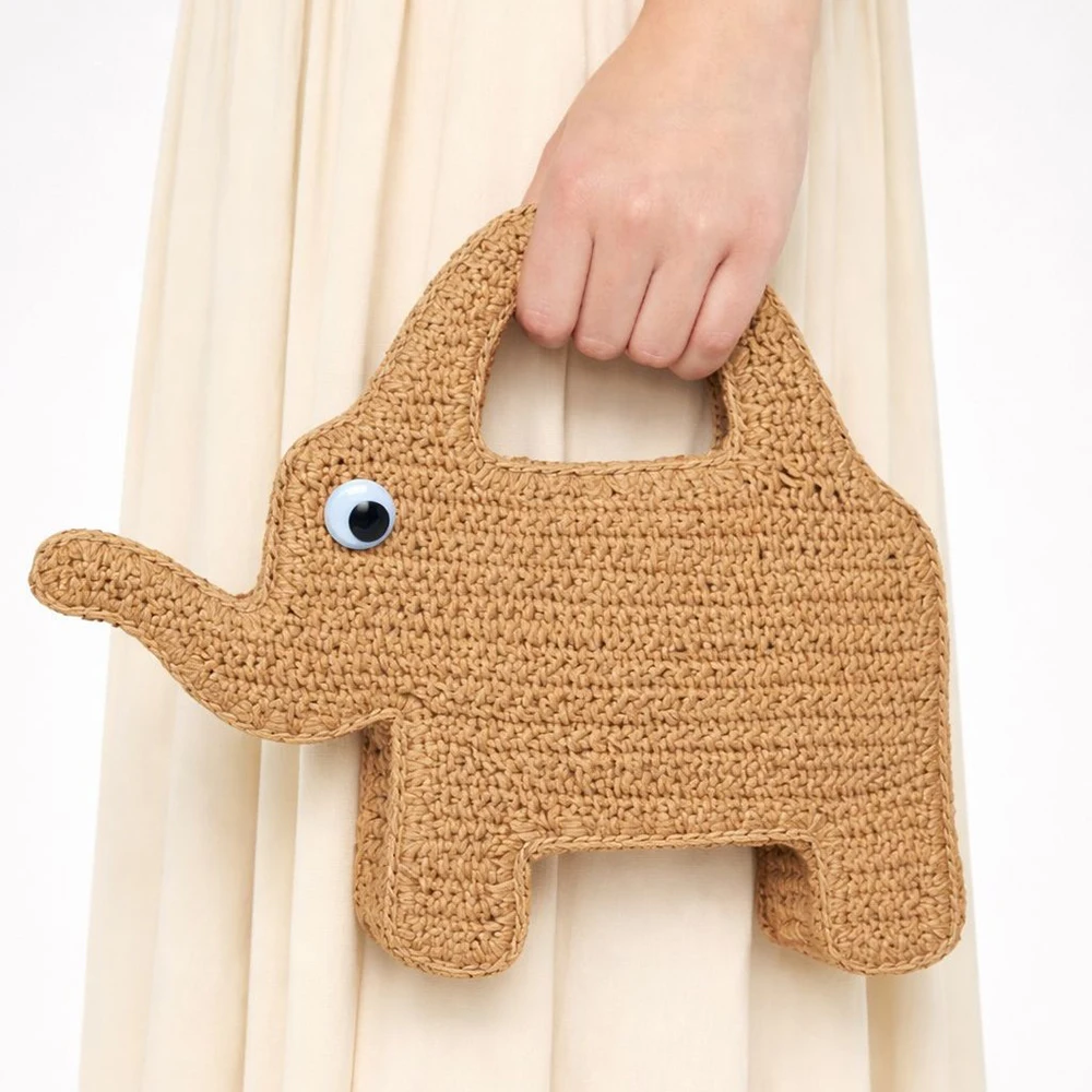 

Сумка-слон из плетеной травы Лафит, ручной работы, для отпуска, пляжная, женская сумка через плечо, летняя, новая, большая вместимость, женские сумки