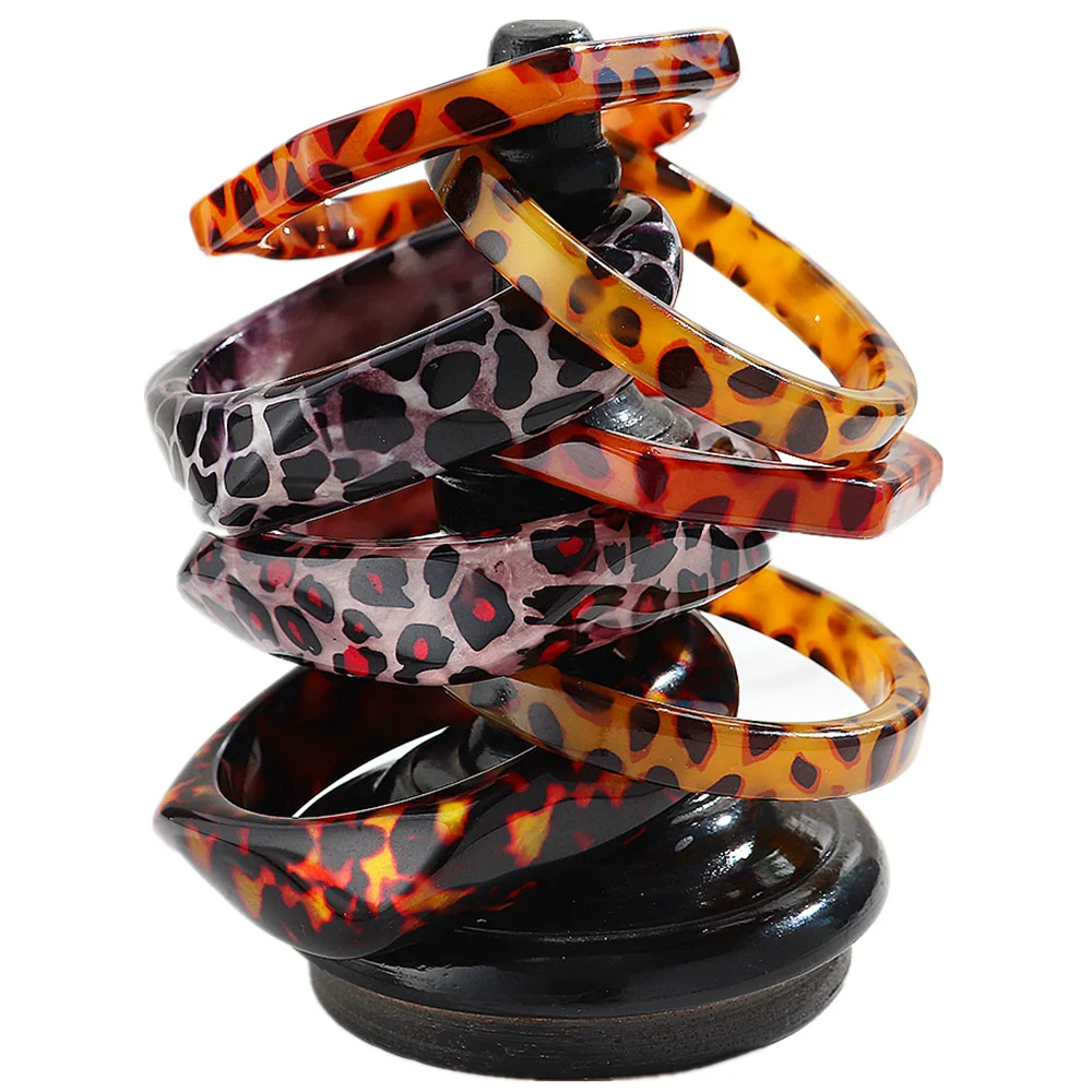 Bracelets Vintage en résine léopard pour femmes, épais irrégulier, manchette géométrique en acrylique, à la mode, bijoux cadeaux