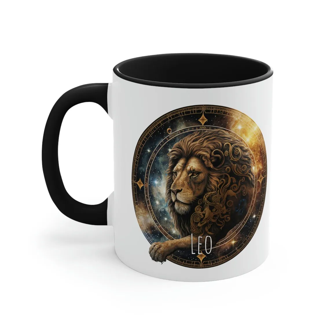 Zodiac Sign Coffee Mug, Ancient Greek Zodiac Constellation Black Accent Mug, Astrology Color Mug Friends Birthday Gift Mug