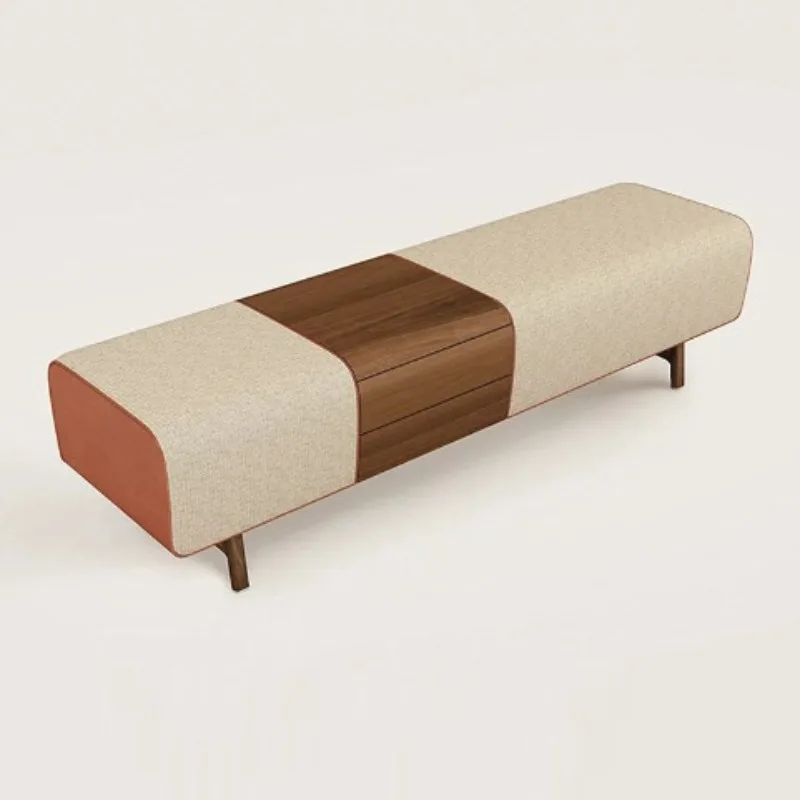 Leichter, luxuriöser Nachttischhocker aus massivem Holz. Moderner, einfacher Schuhwechselhocker, lässige Bank