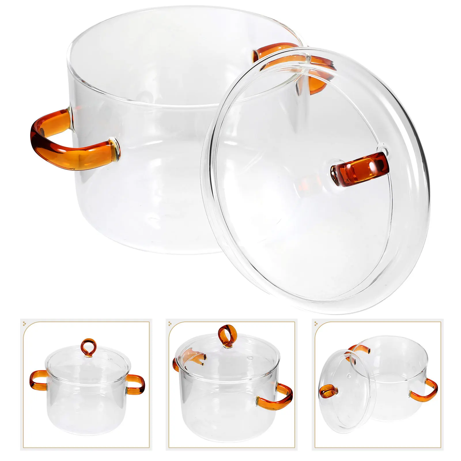 

Double Handle Glass Stew Pot Heat Resistant Soup Cooking Pot for Kitchen Noodle Milk Sauce Chicken Stew Cookware