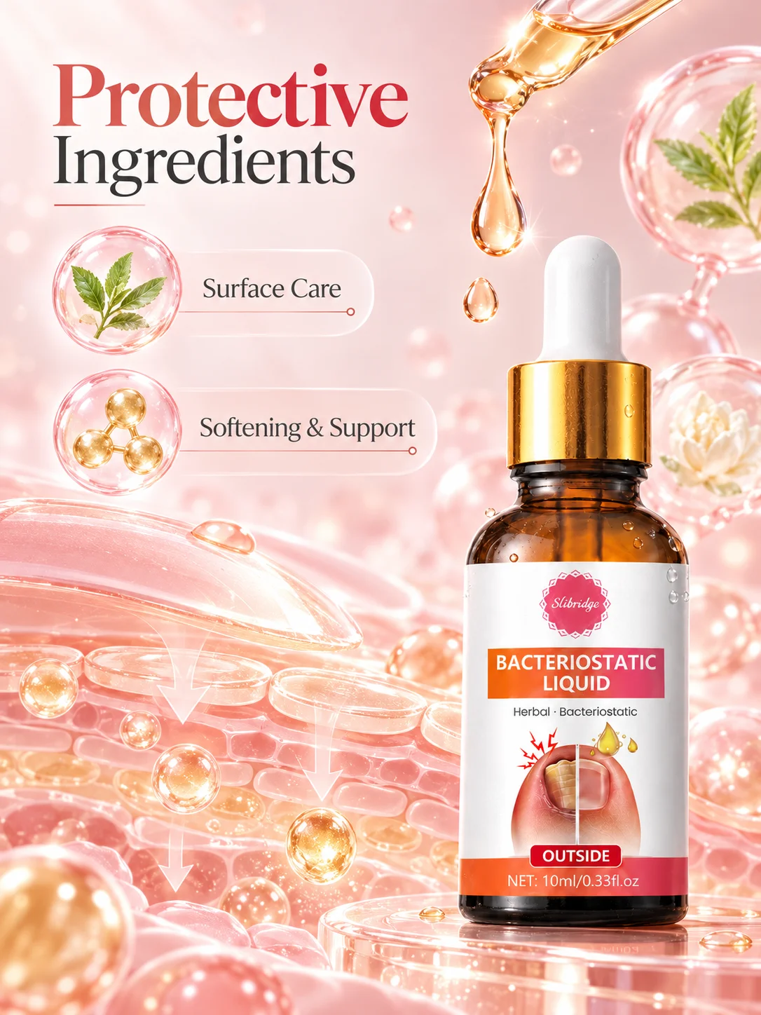Herbal Toe Care Oil Natural Formula Deep Penetrating Restores Smooth Texture Lightens Discoloration for Hand Foot Skin Care