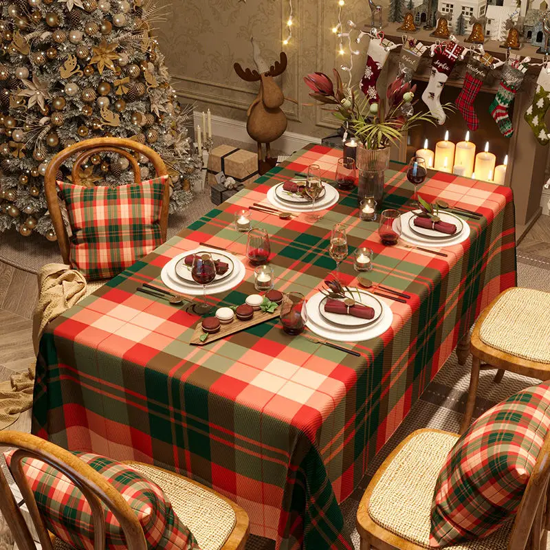 Red Christmas Light luxury Tablecloth Rectangular Background Cloth Family Table Cloth Waterproof, Oil Resistant Tablecloth