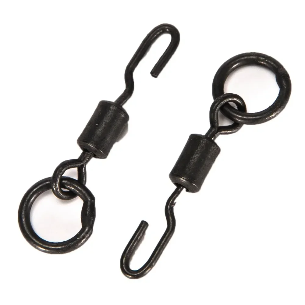 10/20/50/100pcs Spinner Swivels Ronnie Rigs Carp Fishing Quick Change Black Rotating Ring Carp Fishing Accessories image 3
