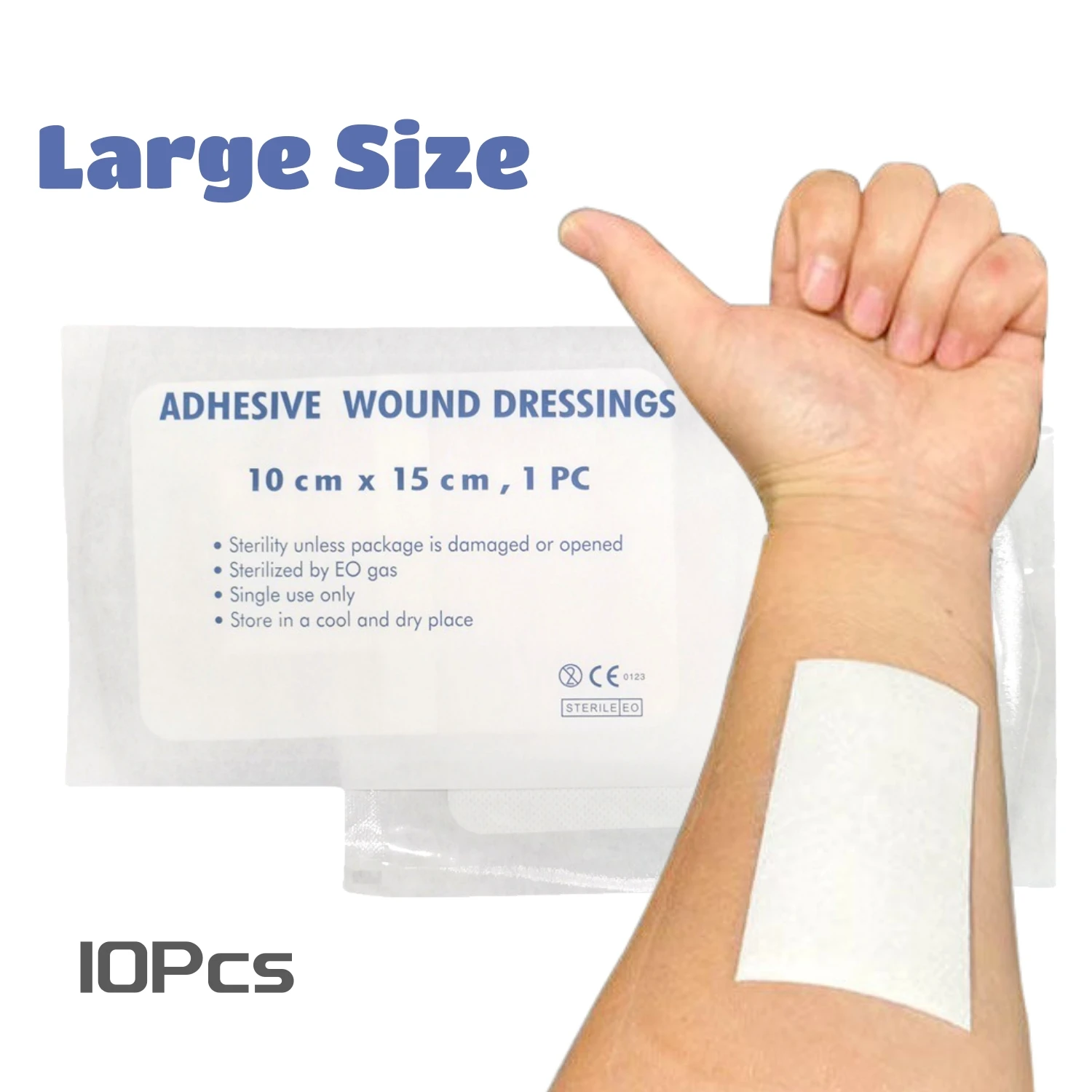 10Pcs Large Breathable Bandage Patches Self-Stick Elastic Dressing Home Sports Travel First Aid Wound Protective Care Easy Kit