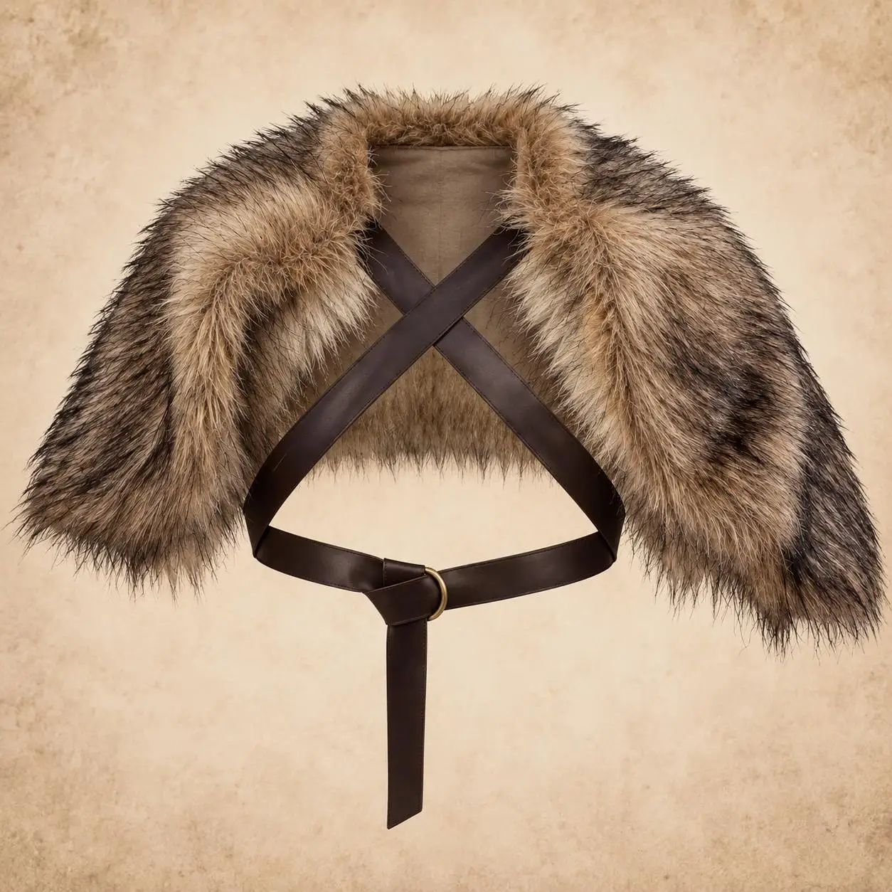 Halloween Medieval Faux Fur Shoulder Cape, Viking Warrior Shawl, Ren Faire Cosplay Fur Collar Cloak, Adjustable Chest Strap Cost image 6