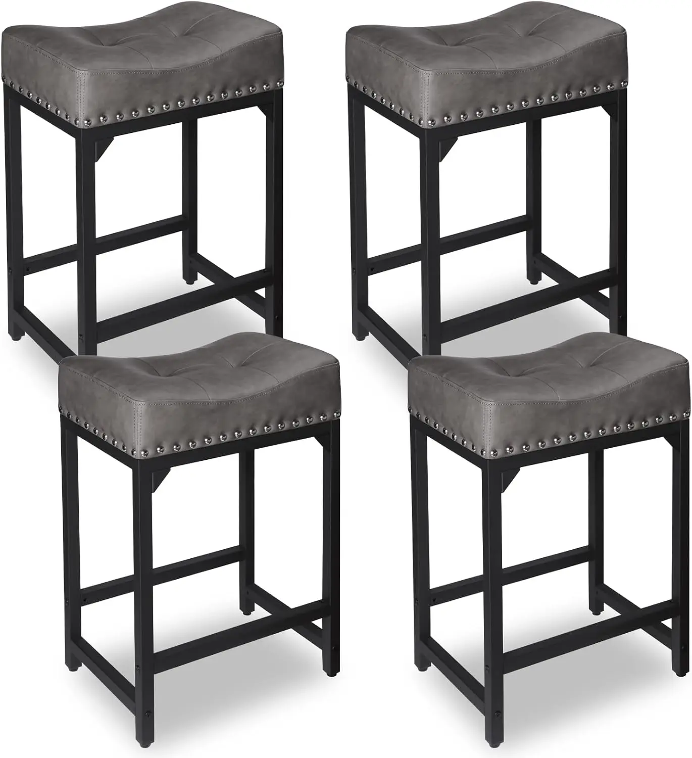 Counter Height Bar Stools Set Of 4, Stools For Kitchen Island Set Of 4, 24 Inch Counter Height Stools Saddle Barstools Stools