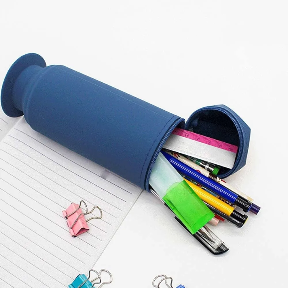 Creative Pencil Shape Pen Holder Waterproof Cartoon Silicone Pencil Case Portable Large Capacity Pen Storage Bucket Travel