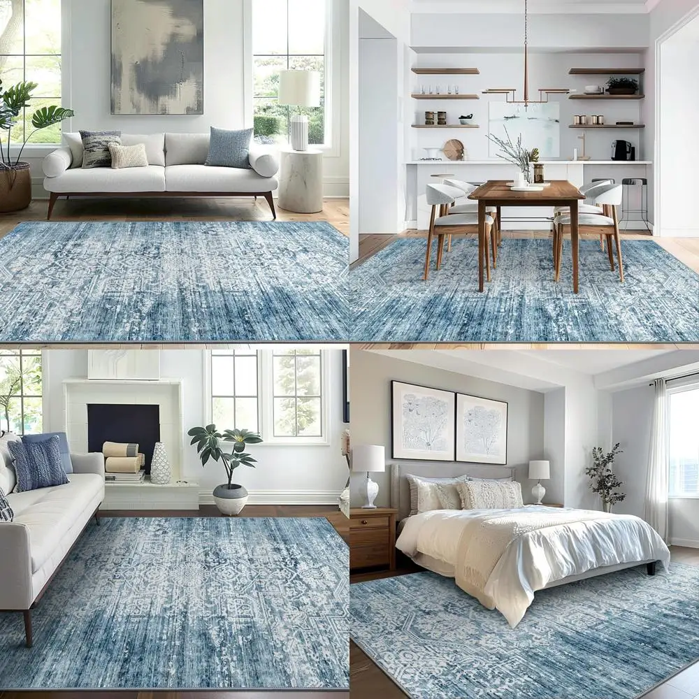 

Machine Washable Modern Rugs - Large 8x10 Soft Area Rugs for Bedrooms, Living Rooms, and Offices, Suitable Under Dining Tables