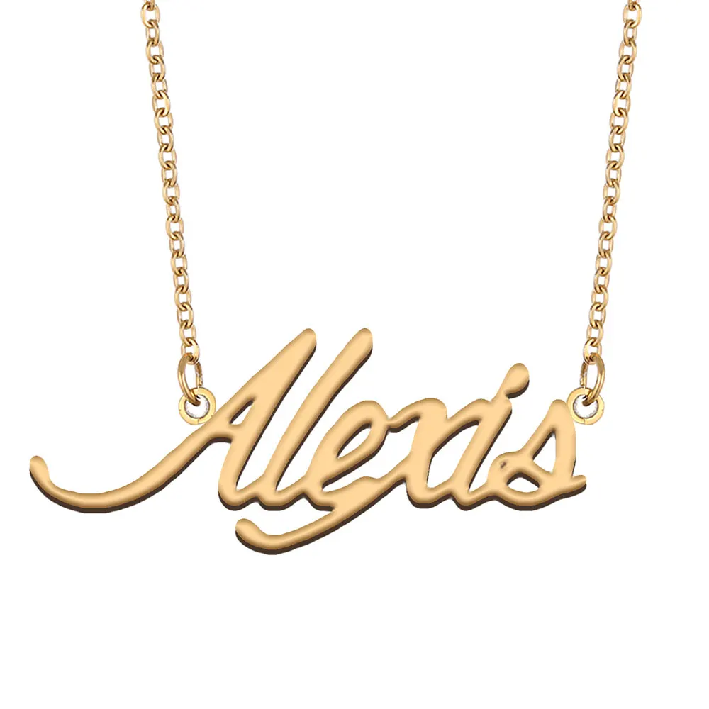 Alexis Name Necklace for Women Stainless Steel Jewelry Gold Plated Nameplate Pendant Femme Mothers Friends Gift