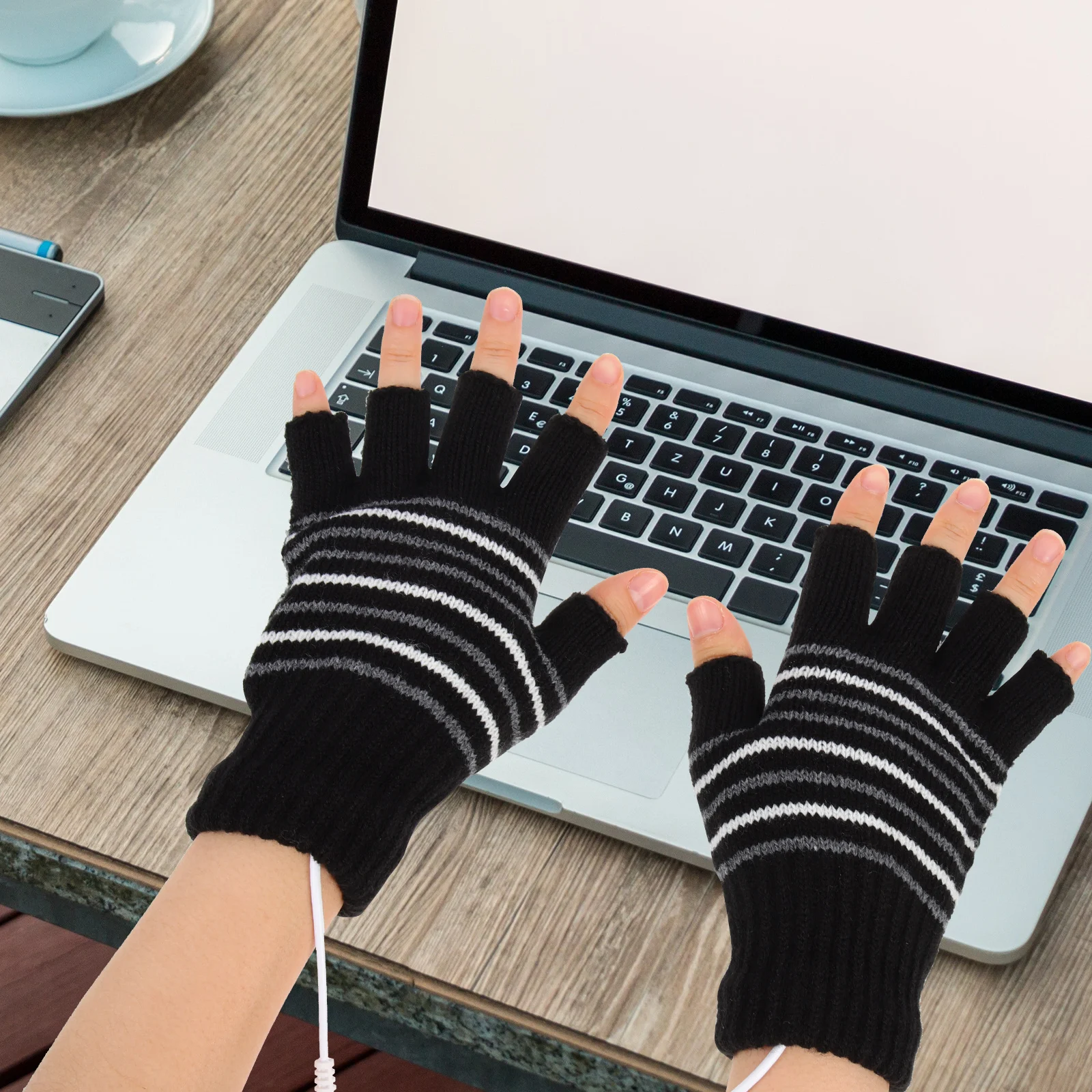 

2 Pairs Heated Gloves Thermal Mitts Portable Sports Warm Knitted Fabric Winter Work Adjustable Electric Heat Outdoor Skiing H