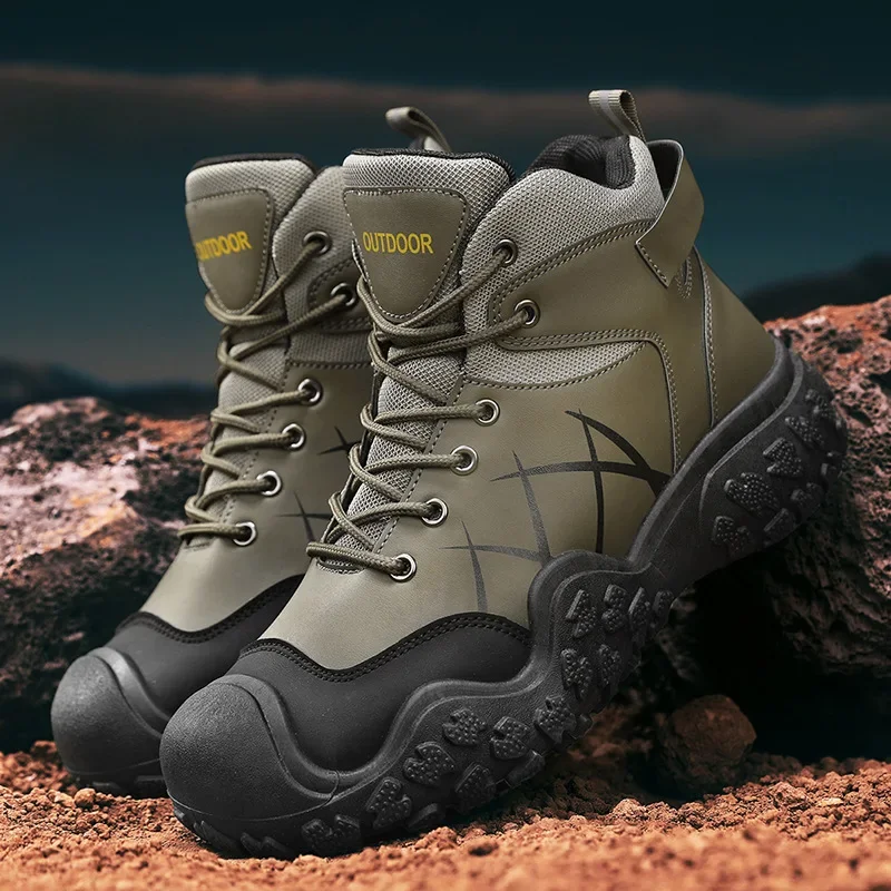 2025 Outdoorowe buty męskie Buty turystyczne dla mężczyzn Buty outdoorowe Ciepłe skórzane buty wspinaczkowe Wodoodporne antypoślizgowe męskie buty do kostki — zdjęcie 4