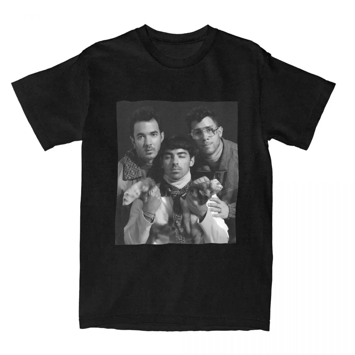 J-Jonas Brother Band Band Five Album One Night T-Shirts Men Vintage Cotton Tee Shirt O Neck Short Sleeve T Shirts Clothes