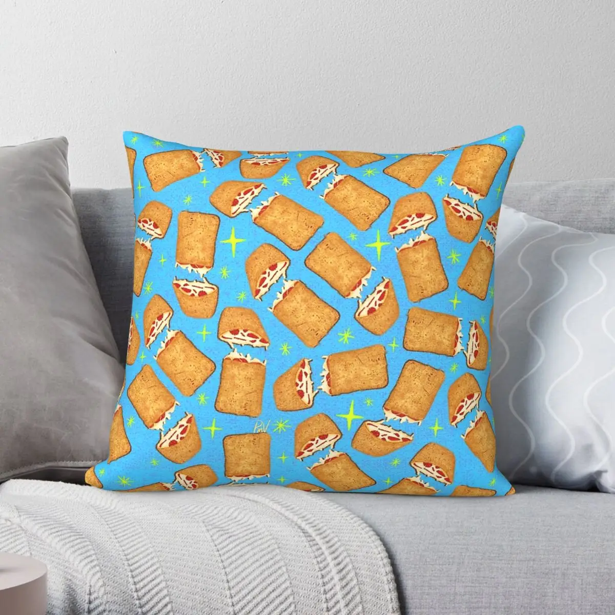 Hot Pocket Snack Square Pillowcase Polyester Linen Velvet Printed Zip Decor Pillow Case Car Cushion Cover