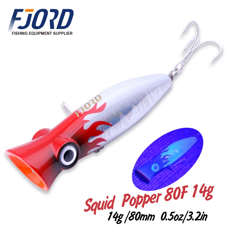 FJORD 80mm 14g flotante Popper señuelo de pesca cebos duros carpa de agua dulce cebo Artificial aparejos de pesca cosas nueva llegada 2025