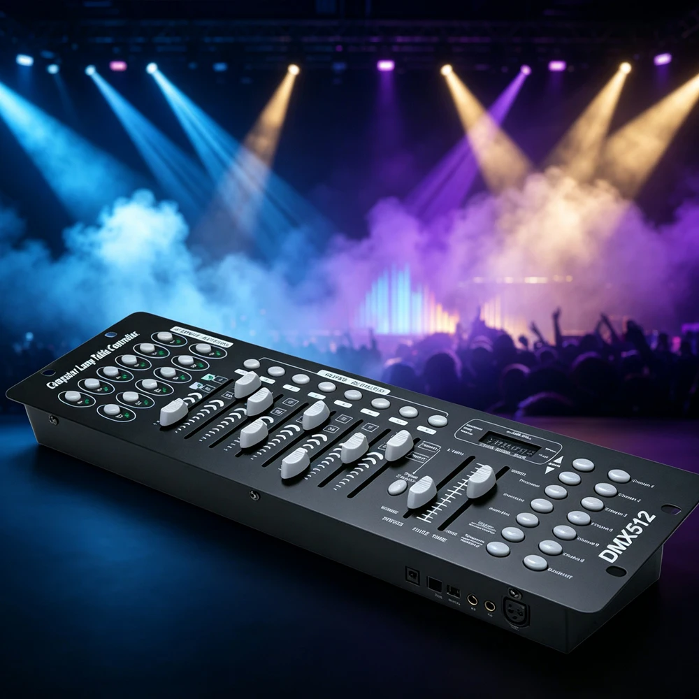 Controller DMX 512 a 192 canali, attrezzatura per DJ, console DMX, console per luci da palco, ideale per feste, DJ, spettacoli di luci da discoteca, attrezzature per palcoscenici di locali notturni.