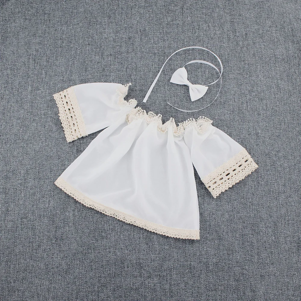 Baby Girl Clothes Newborn Photography Prop Dress Strapless Shoulder Flower Lace Skirt Outfit Infant Photo Shoot Suit Accessories