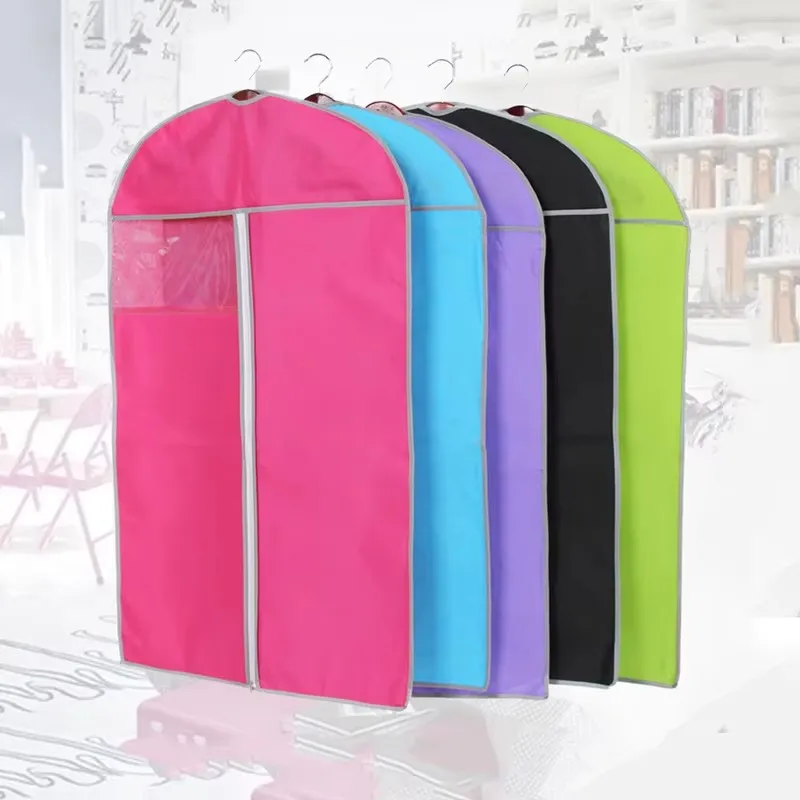 Non-woven Clothes Dust Bag Zipper Large Space Down Jacket Suit Coat Dust Cover Home Storage Hanging Bag Clothing Protect Cover