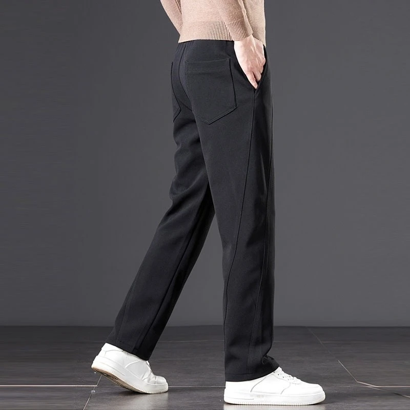 جديد الخريف الشتاء السراويل الرجالية الأمريكية مرونة سليم أنبوب مستقيم بلون السراويل الربط تصميم اتجاهات الموضة الكلاسيكية #4