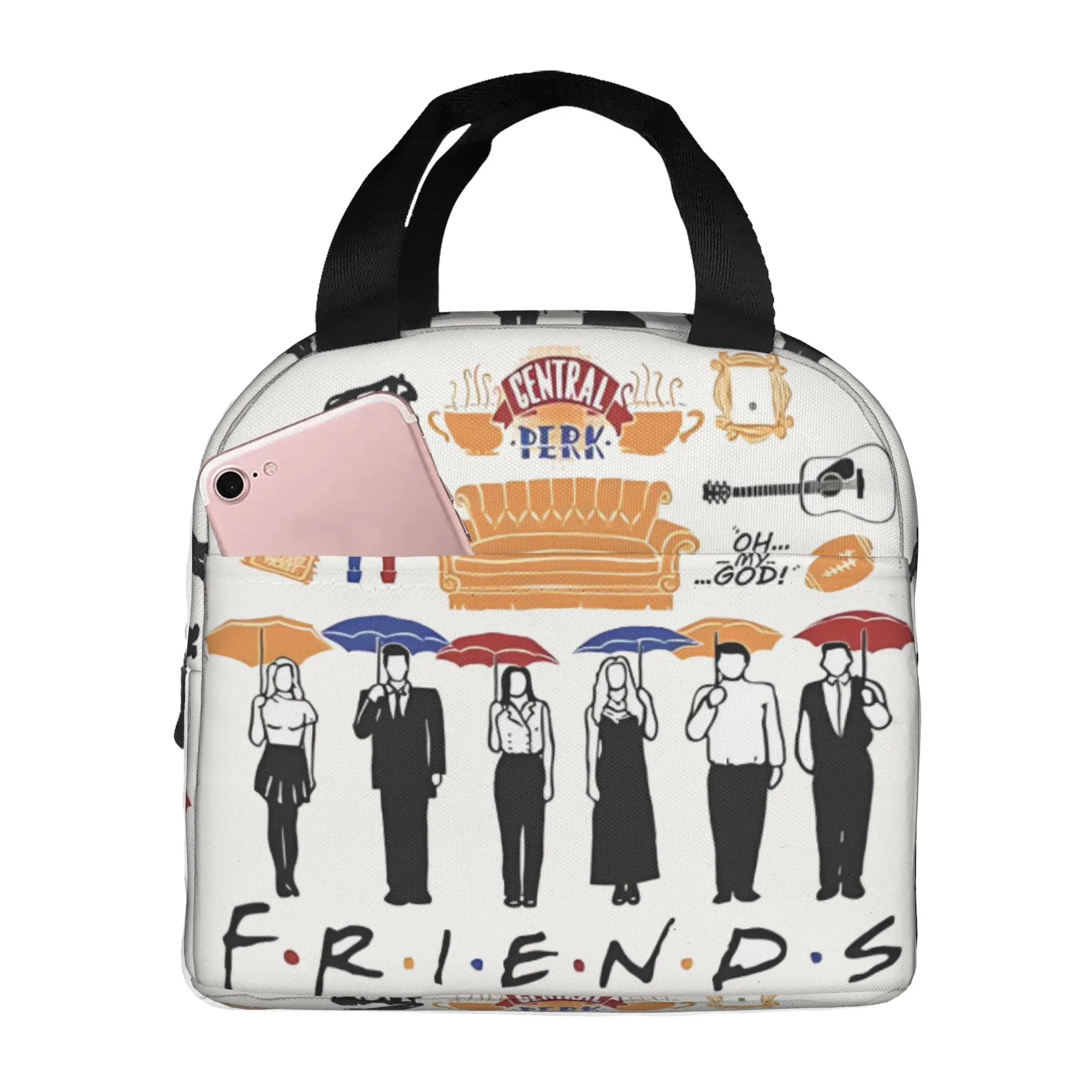Friends TV Show Insulated Lunch Tote Bag for Women Funny Quote Resuable Thermal Cooler Food Lunch Box Work School Travel