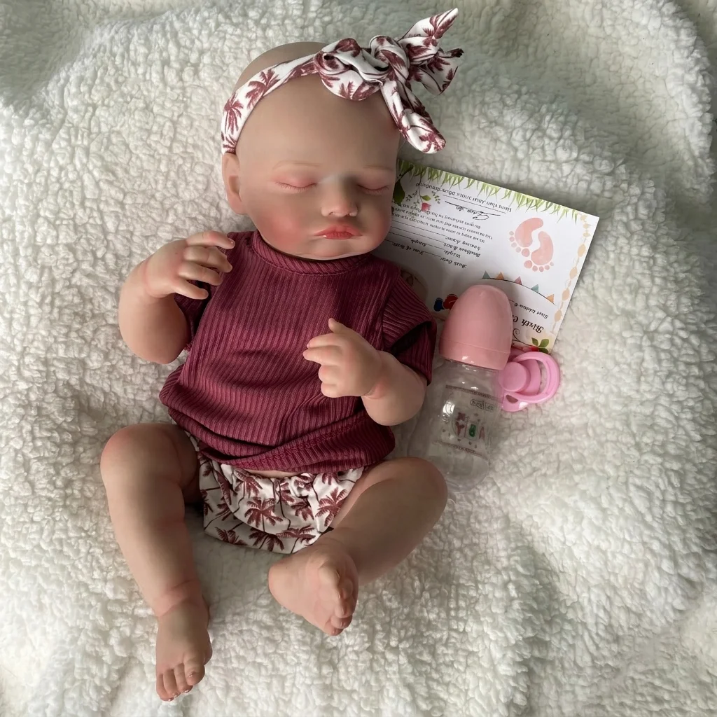 18 Inch Closed Eyes Vinyl Reborn Collectible Doll Realistic Simulation Figure for Display Collection