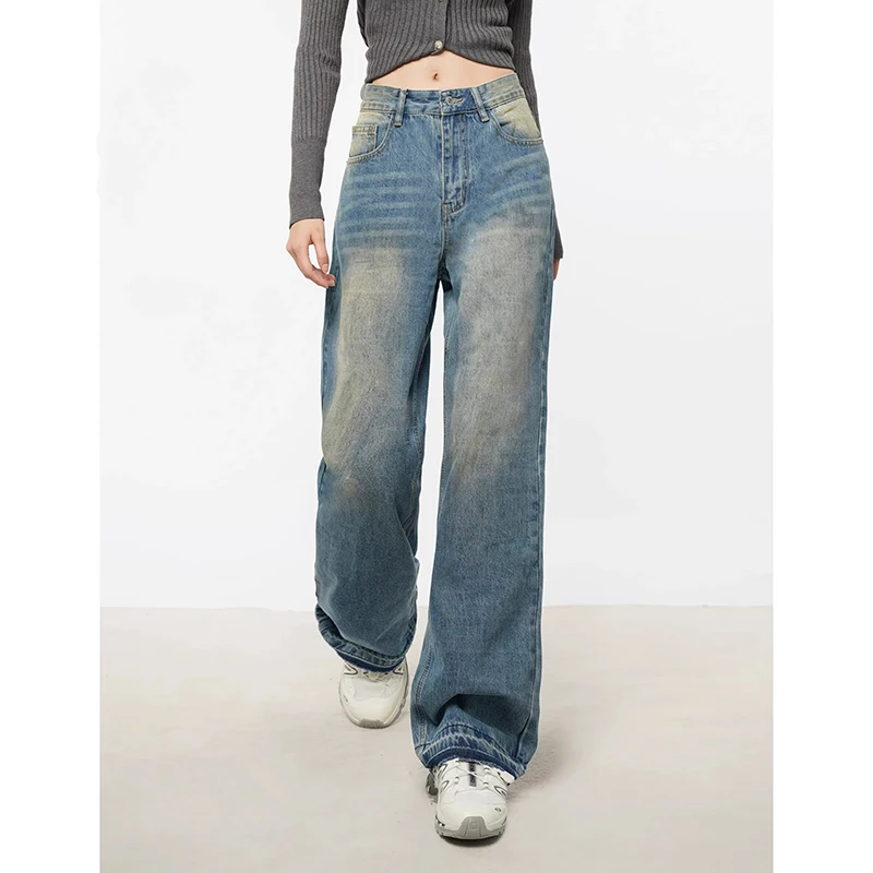 

WCFCX STUDIO New Autumn 2023 Y2k Style Vintage Baggy Jeans Women Clothes Streetwear Fashion Straight Jeans