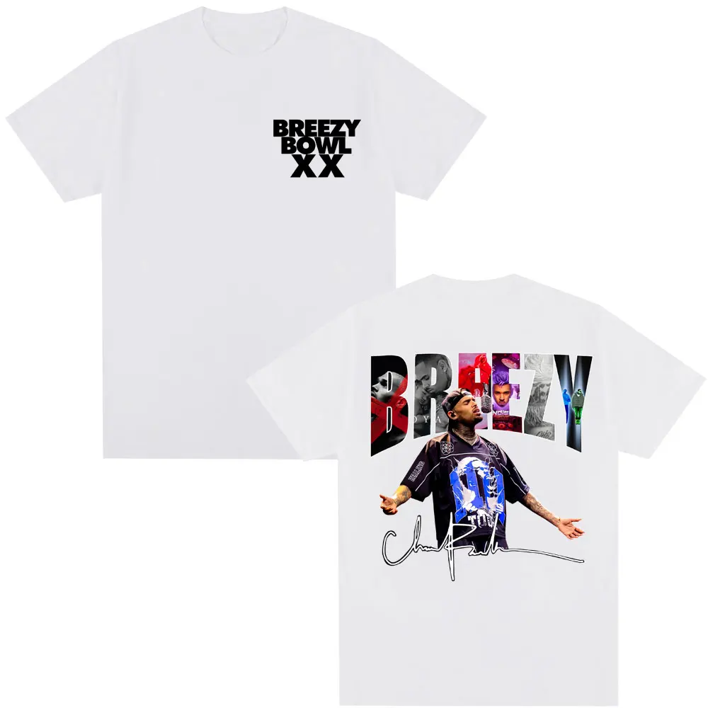 Chris Brown Breezy Bowl XX 2025 Tour T Shirt Men Women Fashion Design Hip Hop T Shirts Men Women Oversized Cotton Casual T-shirt