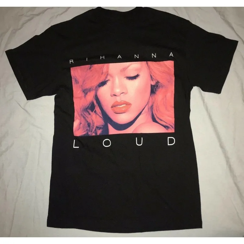 Camiseta Preta de Manga Curta do Álbum Loud Tour da Rihanna, Nova Camiseta Masculina de Verão, Camiseta Casual da Moda