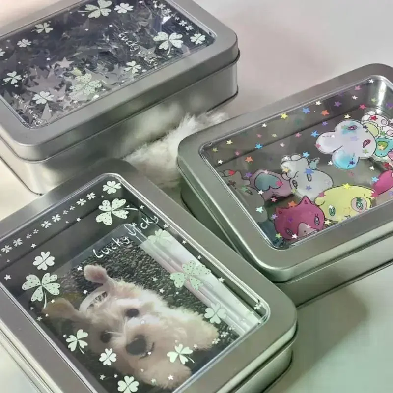 Cute Four Leaf Clover Earring Storage Box Durable Plastic Desktop Organizer for Cards Badges Small Accessories