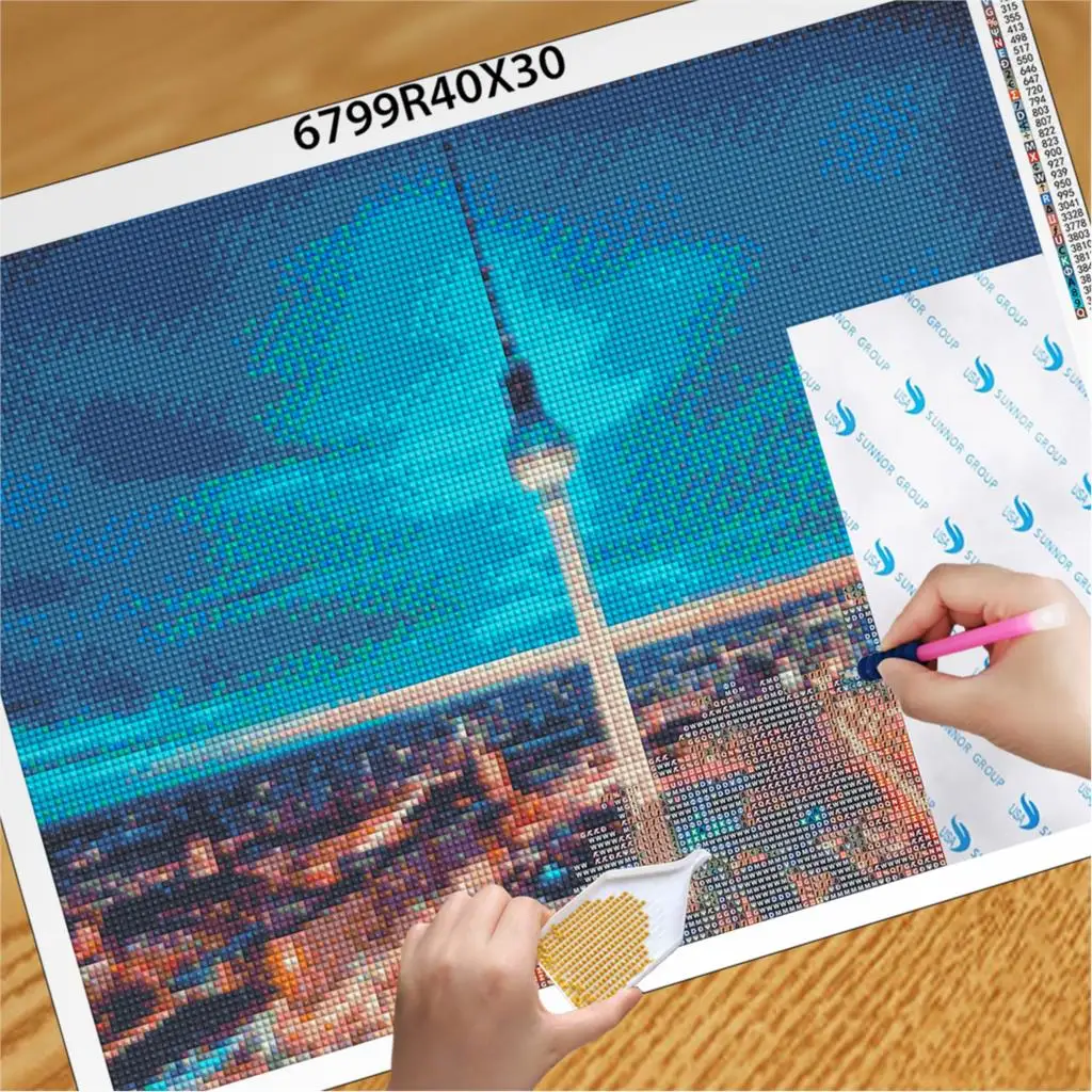 Full Square/Round Drill Mosaic Painting 5D DIY Diamond Painting Landscape Diamond Embroidery Berlin TV Tower Decoration