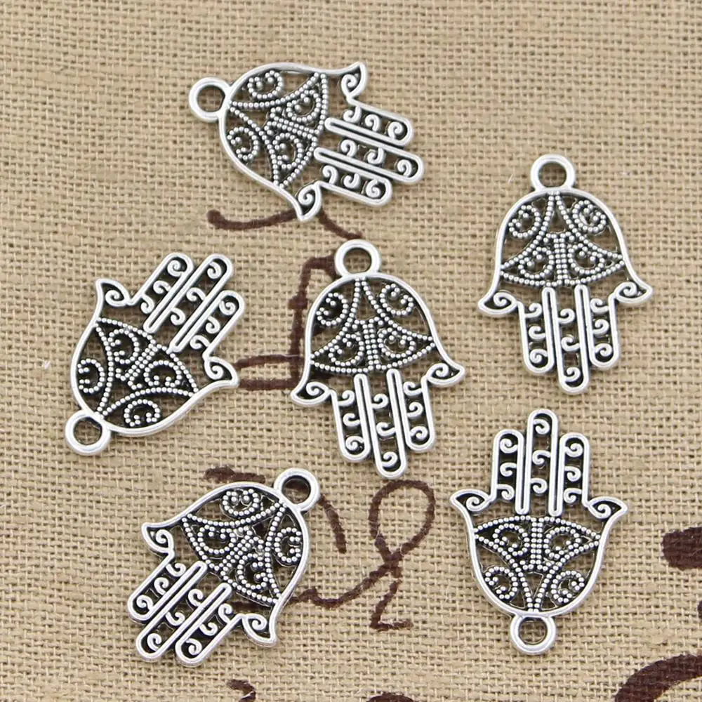 20 sztuk Charms Hamsa ochrona dłoni 20x15mm antyczne wyroby wisiorek fit, Vintage tybetański brąz kolor srebrny, DIY ręcznie robiona biżuteria