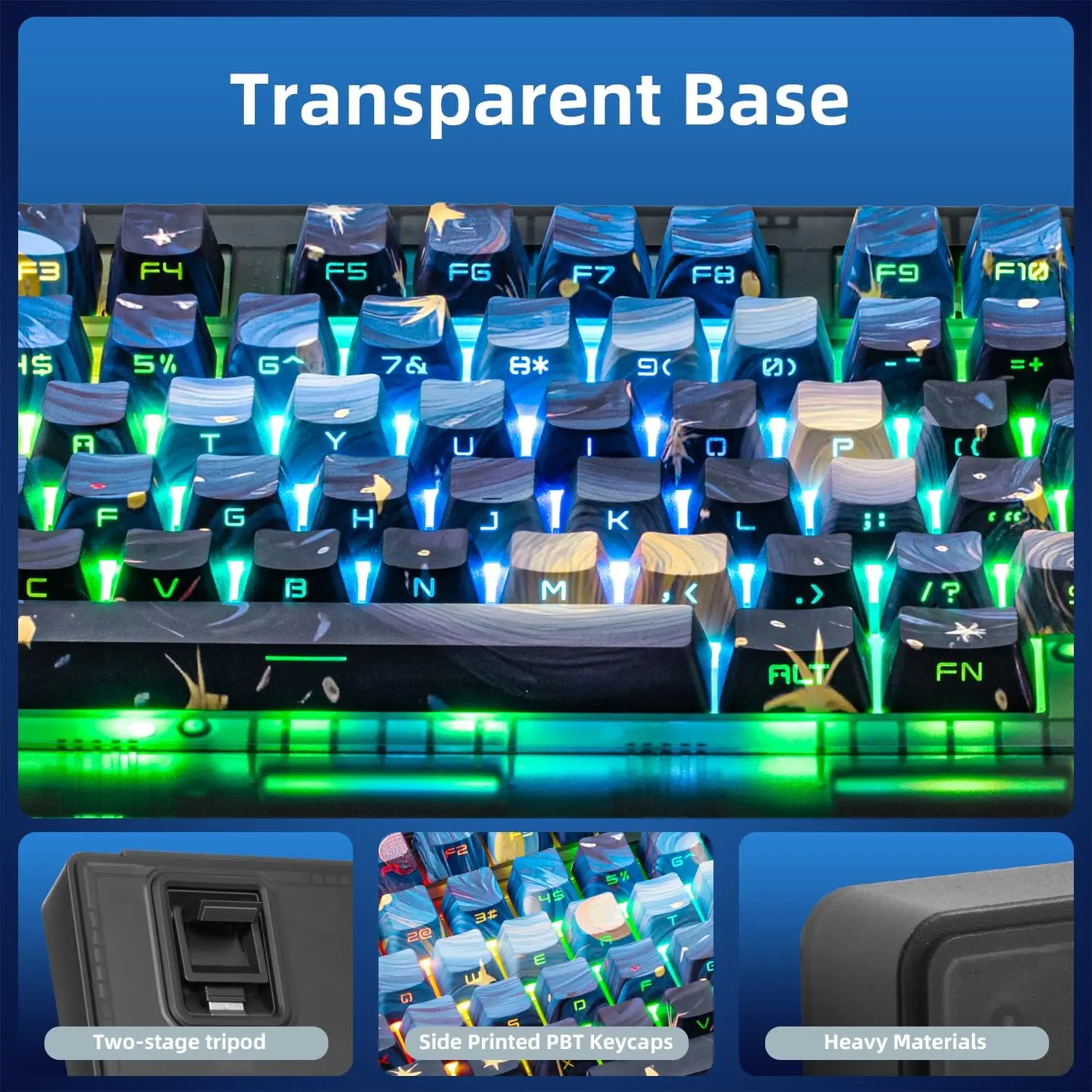 Механическая клавиатура ZORNHER ZH980, проводная/беспроводная связь с Bluetooth, настраиваемая прокладка для офисного использования, колпачок для клавиш со звездным небом RGB