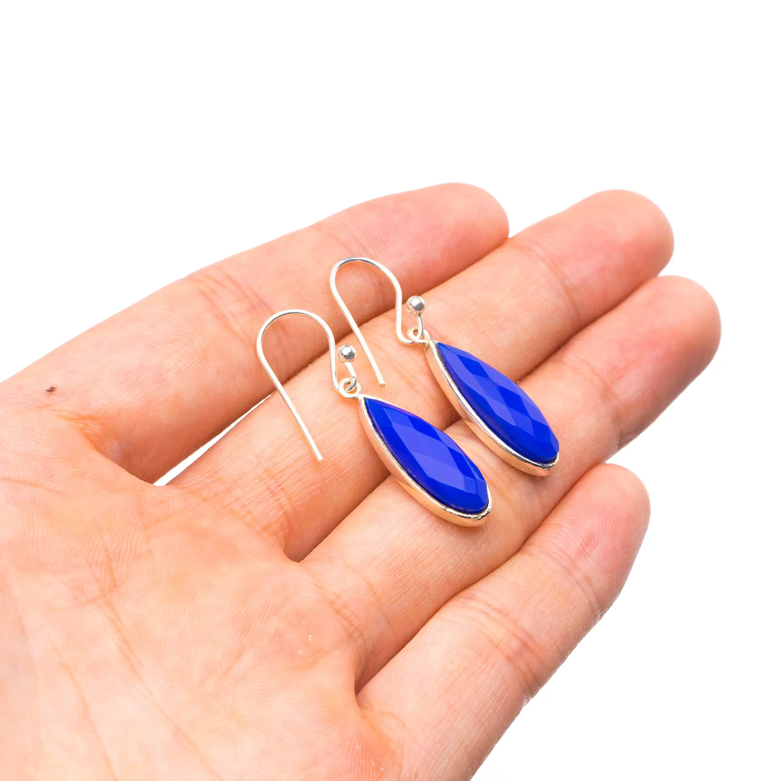 

StarGems ® Уникальные серьги ручной работы из стерлингового серебра 925 пробы с натуральным халцедоном, 1 1/4 дюйма, Y2086