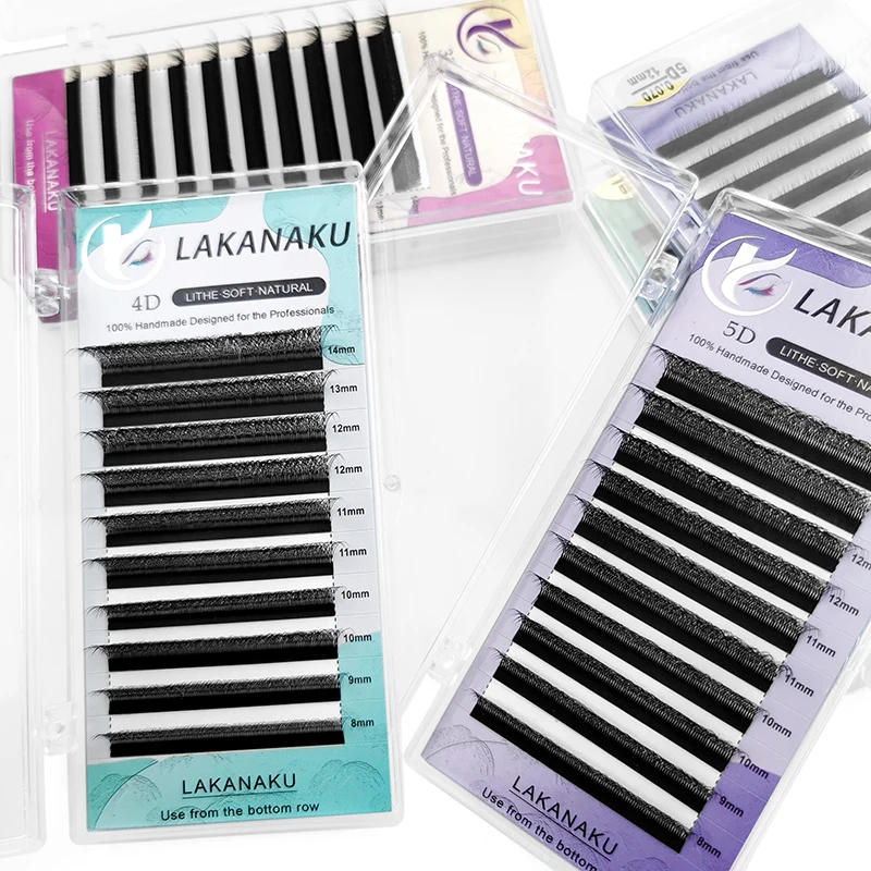 LAKANAKU  YY Lashes & W Eyelashes Pre made Individual Eyelash Extensions Ultra Soft Fluffy Fans 3D Cilios W